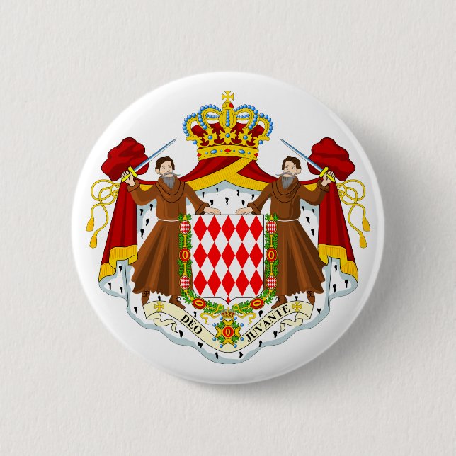 Monaco Official Coat Of Arms Heraldry Symbol 6 Cm Round Badge (Front)