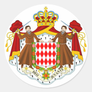 Monaco Official Coat Of Arms Heraldry Symbol Classic Round Sticker