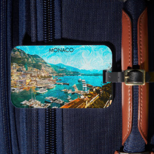 Monaco Oil Paint Illustration Travel Port Luggage Tag