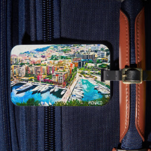 Monaco Oil Paint Marina Yacht Port Luggage Tag