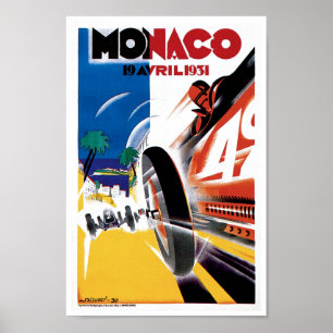 Monaco Race Car Vintage Art Print Poster
