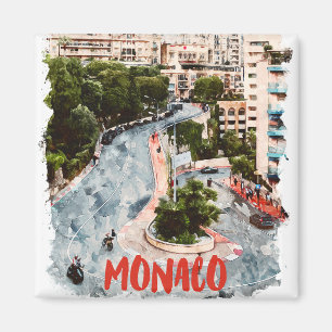 Monaco Retro Race Track French Riviera Travel Magnet