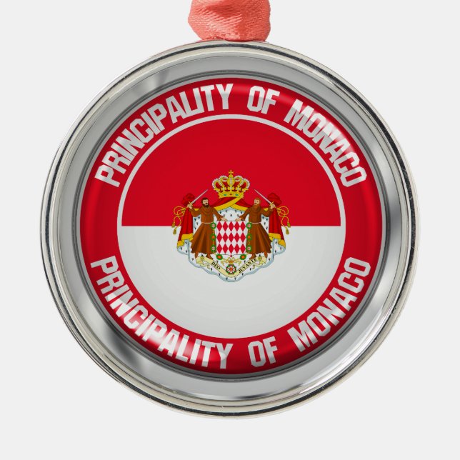 Monaco Round Emblem Metal Tree Decoration (Front)