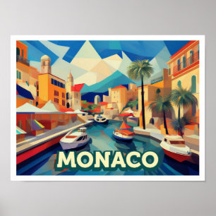 Monaco Travel artistic colourful Poster