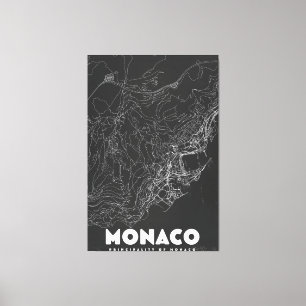 Monaco Vintage Travel Map Canvas Print