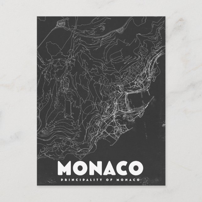 Monaco Vintage Travel Map Postcard (Front)