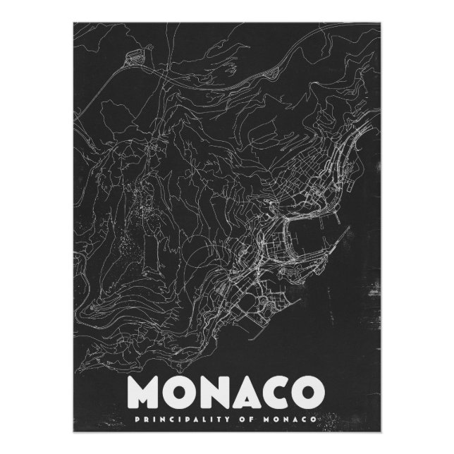 Monaco Vintage Travel Map Poster (Front)