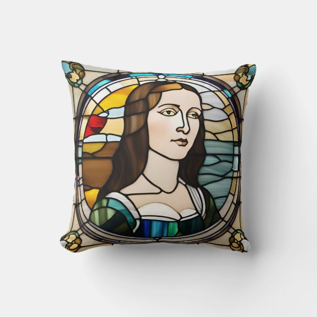 Monalisa Stained Glass Art Style Cushion (Front)