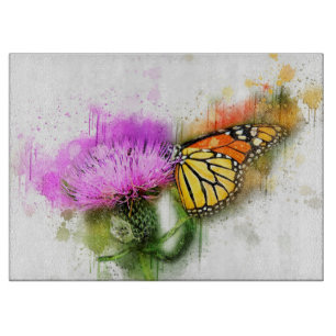 Monarch and Honeysuckle Cutting Board
