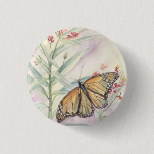 Monarch and Milkweed 3 Cm Round Badge