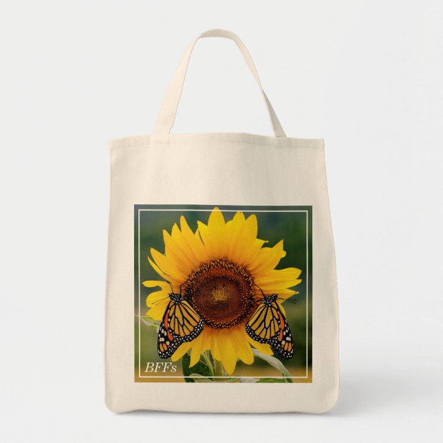 Monarch Butterfies on Sunflower Tote Bag (Front)
