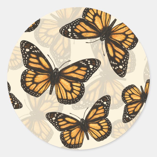 Monarch butterfles classic round sticker (Front)