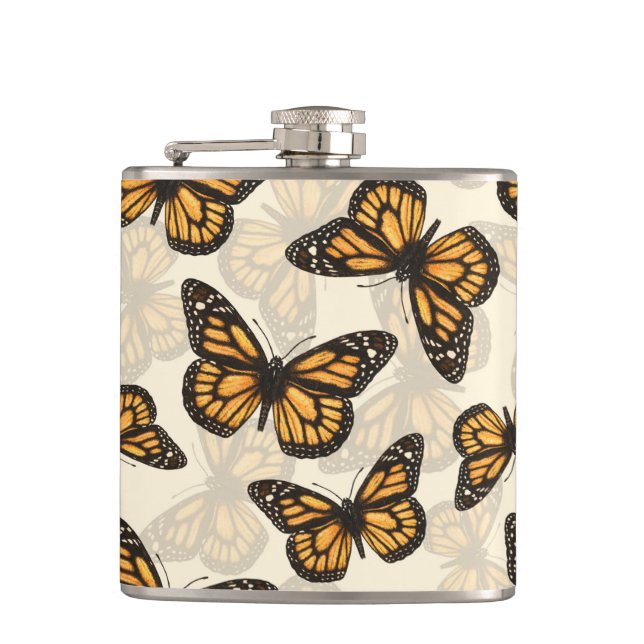 Monarch butterfles hip flask (Front)