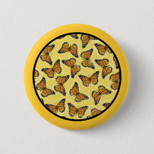MONARCH BUTTERFLIES 6 CM ROUND BADGE