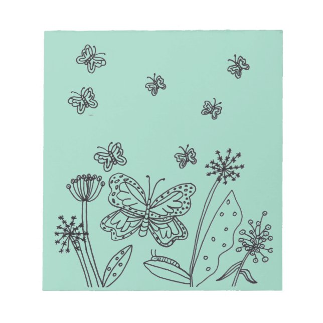Monarch Butterflies and Flowers Note Pad (Front)