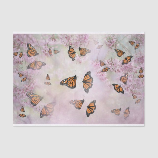 Monarch Butterflies Blossoms Tissue Paper (Front)