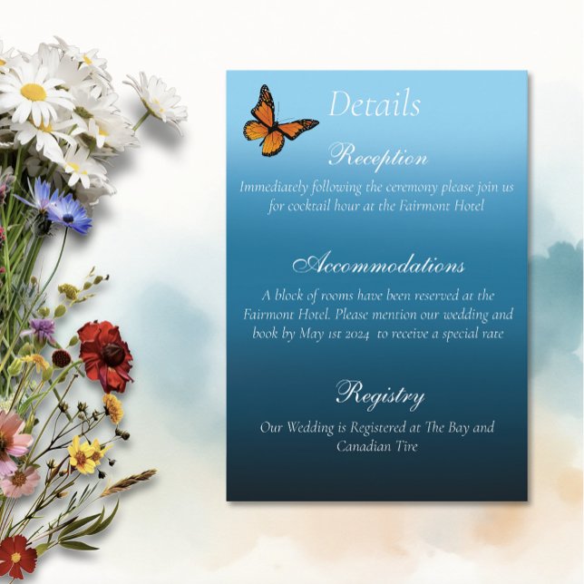 Monarch Butterflies Blue Ombre Enclosure Card (Creator Uploaded)