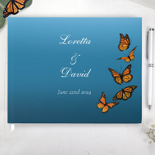 Monarch Butterflies Blue Ombre Guest Book