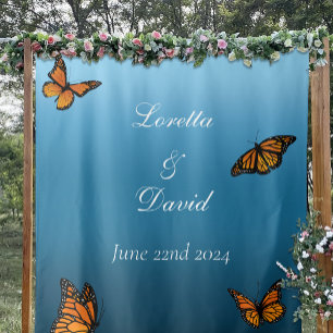 Monarch Butterflies Blue Ombre Tapestry