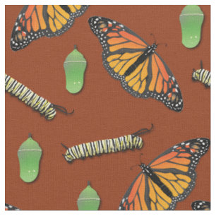 Monarch Butterflies Caterpillars Fabric