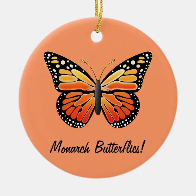 Monarch Butterflies Ceramic Tree Decoration (Front)
