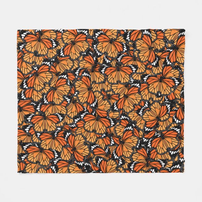 Monarch Butterflies Fleece Blanket (Front (Horizontal))