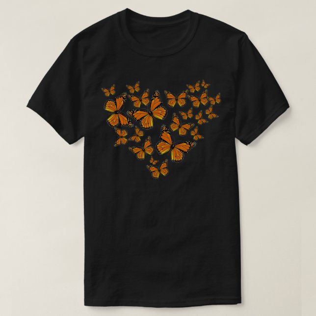 Monarch Butterflies Heart Pattern Lovely  T-Shirt (Design Front)