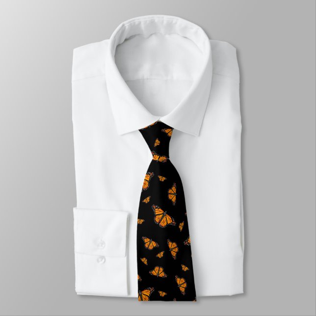 Monarch butterflies on black tie (Tied)