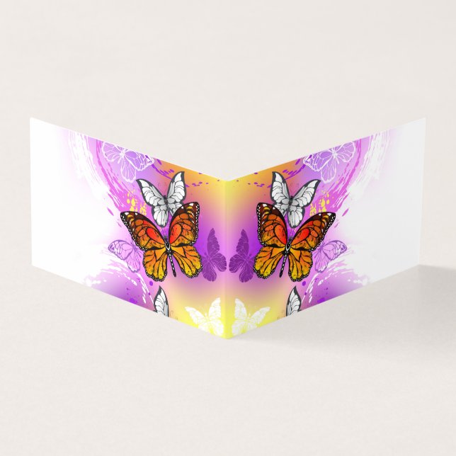 Monarch Butterflies on Purple Background (Outside)