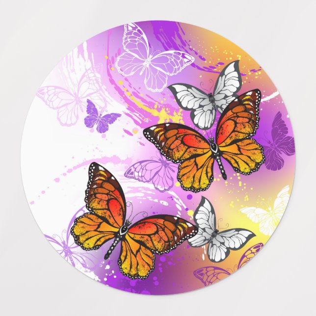 Monarch Butterflies on Purple Background (Design 1)