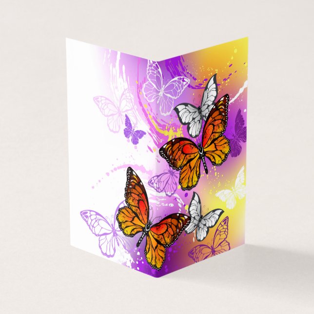 Monarch Butterflies on Purple Background (Outside)