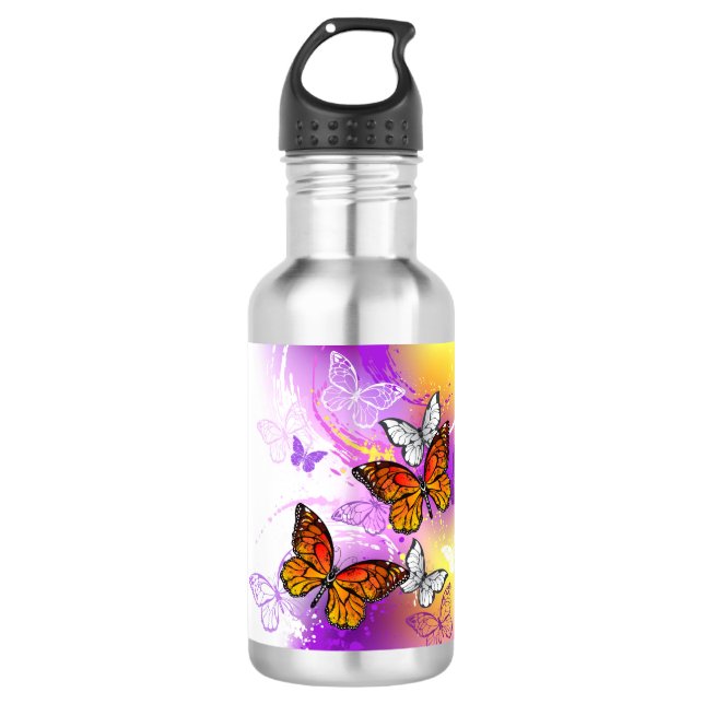 Monarch Butterflies on Purple Background 532 Ml Water Bottle (Front)