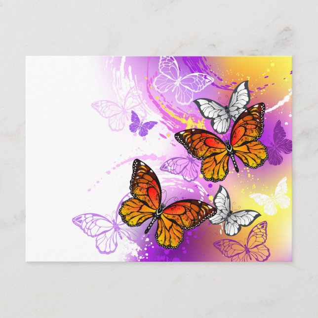 Monarch Butterflies on Purple Background Advice Card (Front)