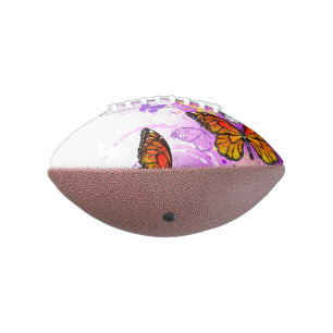 Monarch Butterflies on Purple Background American Football