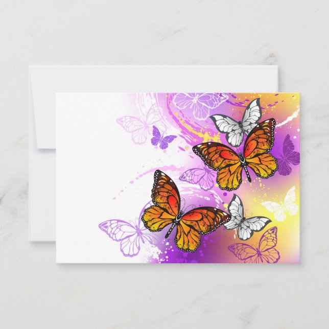 Monarch Butterflies on Purple Background Announcement (Front)