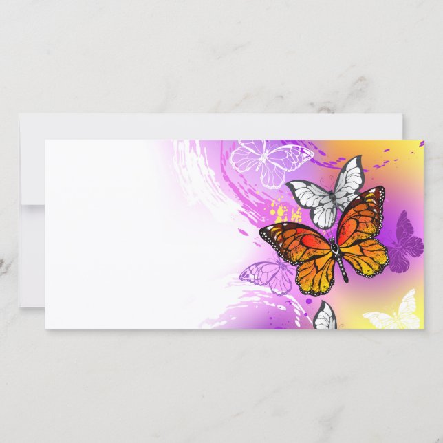 Monarch Butterflies on Purple Background Announcement (Front)