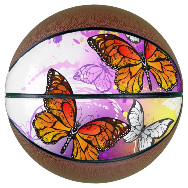 Monarch Butterflies on Purple Background Basketball (Front)