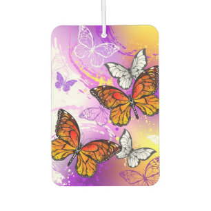 Monarch Butterflies on Purple Background Car Air Freshener