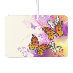 Monarch Butterflies on Purple Background Car Air Freshener