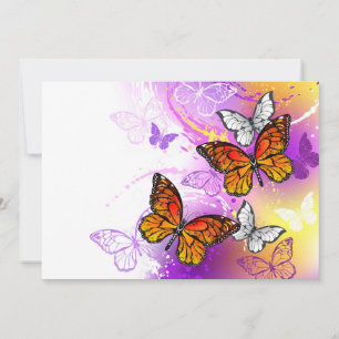 Monarch Butterflies on Purple Background Card