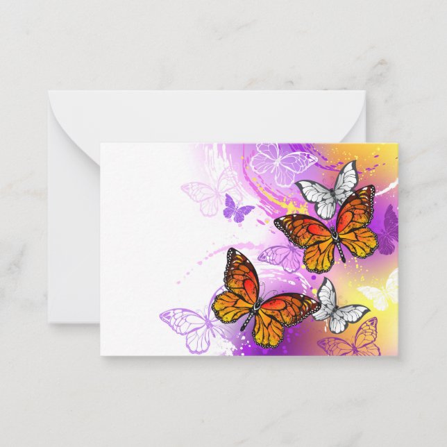 Monarch Butterflies on Purple Background Card (Front)