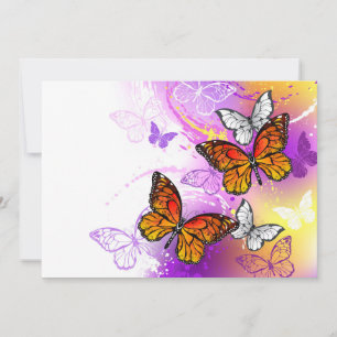 Monarch Butterflies on Purple Background Card