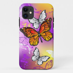 Monarch Butterflies on Purple Background iPhone 11 Case