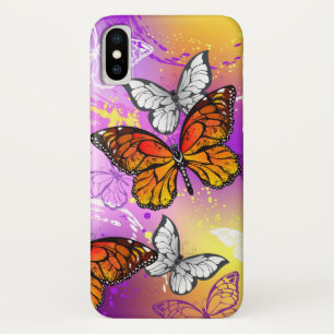 Monarch Butterflies on Purple Background iPhone X Case