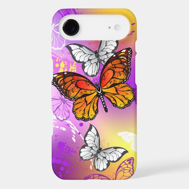 Monarch Butterflies on Purple Background Case-Mate iPhone Case (Back)