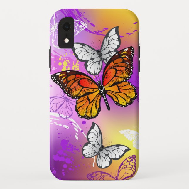 Monarch Butterflies on Purple Background Case-Mate iPhone Case (Back)
