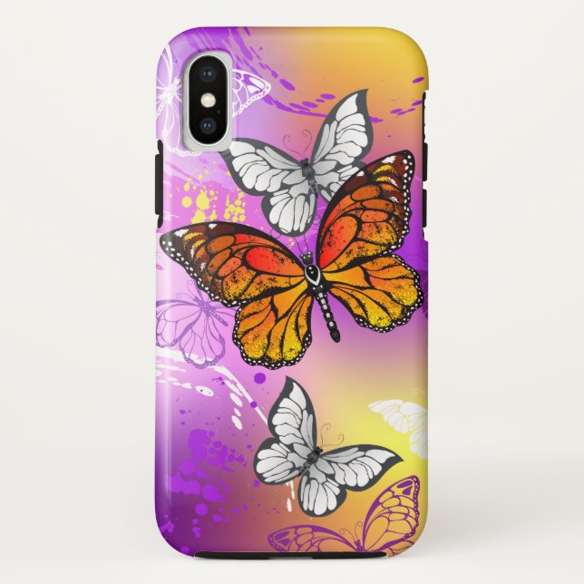 Monarch Butterflies on Purple Background Case-Mate iPhone Case (Back)