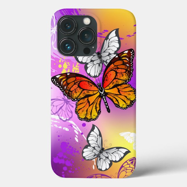 Monarch Butterflies on Purple Background Case-Mate iPhone Case (Back)