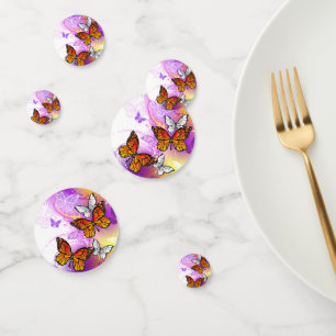 Monarch Butterflies on Purple Background Confetti