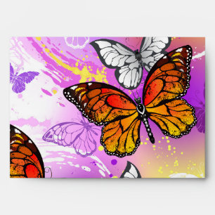 Monarch Butterflies on Purple Background Envelope
